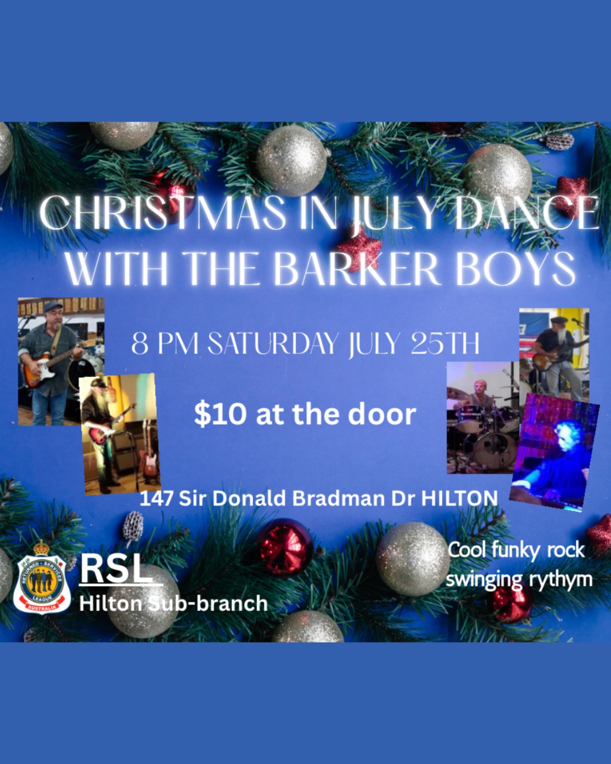 Christmas in July dance with The Barker Boys